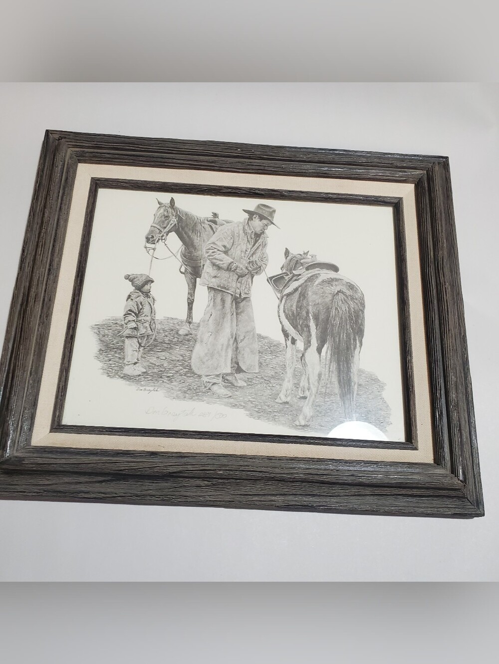 DON GREYTALK NUMBERED PRINT  FRAMED. MONTANA  ARTIST. COWBOY HORSE. WESTERN